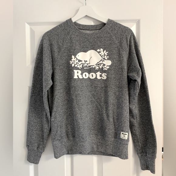 Roots Organic Original Crew Sweatshirt in Salt & Pepper - Picture 2 of 6